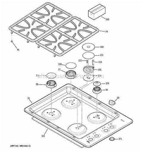 ge gas stove top parts model jgp319ev